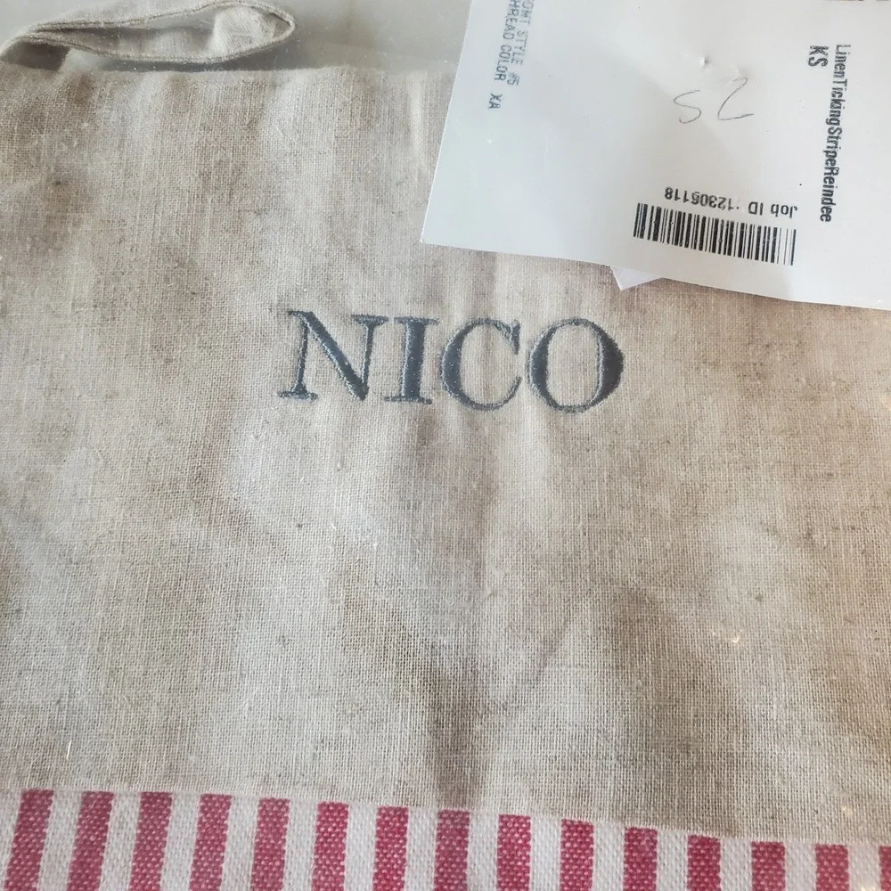 pottery‎ barn Kids reindeer Christmas Stocking Linen Monogram NWT